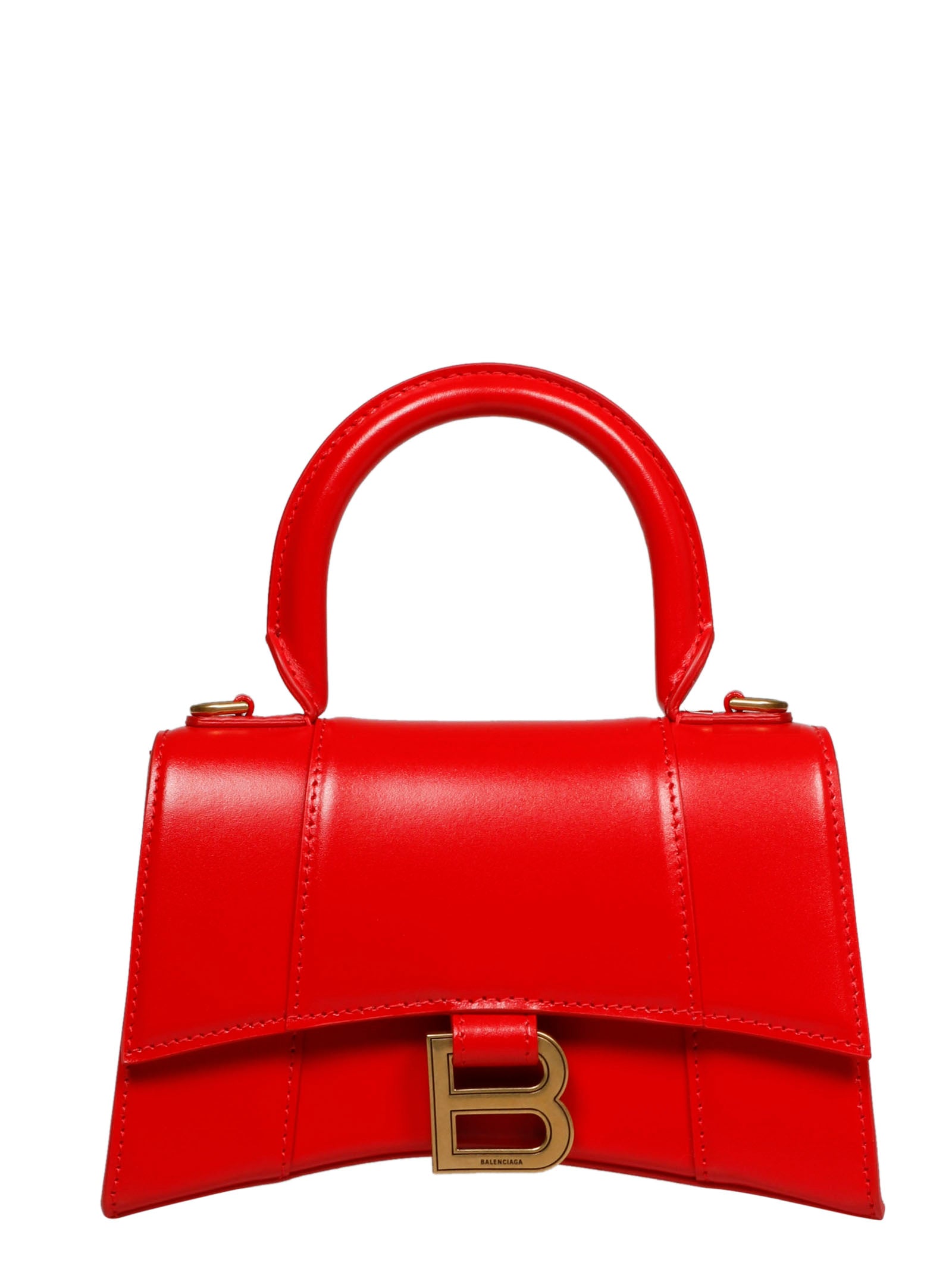 Balenciaga Hourglass Xs Top Handle Bag In Red