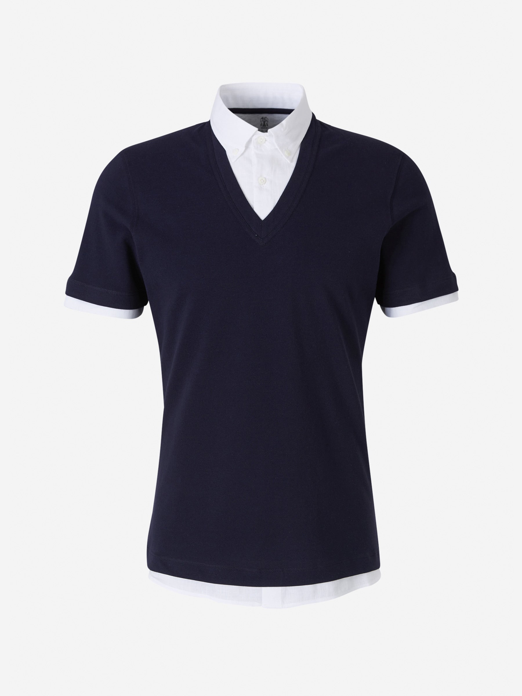 Brunello Cucinelli Layered Polo Shirt In Blue