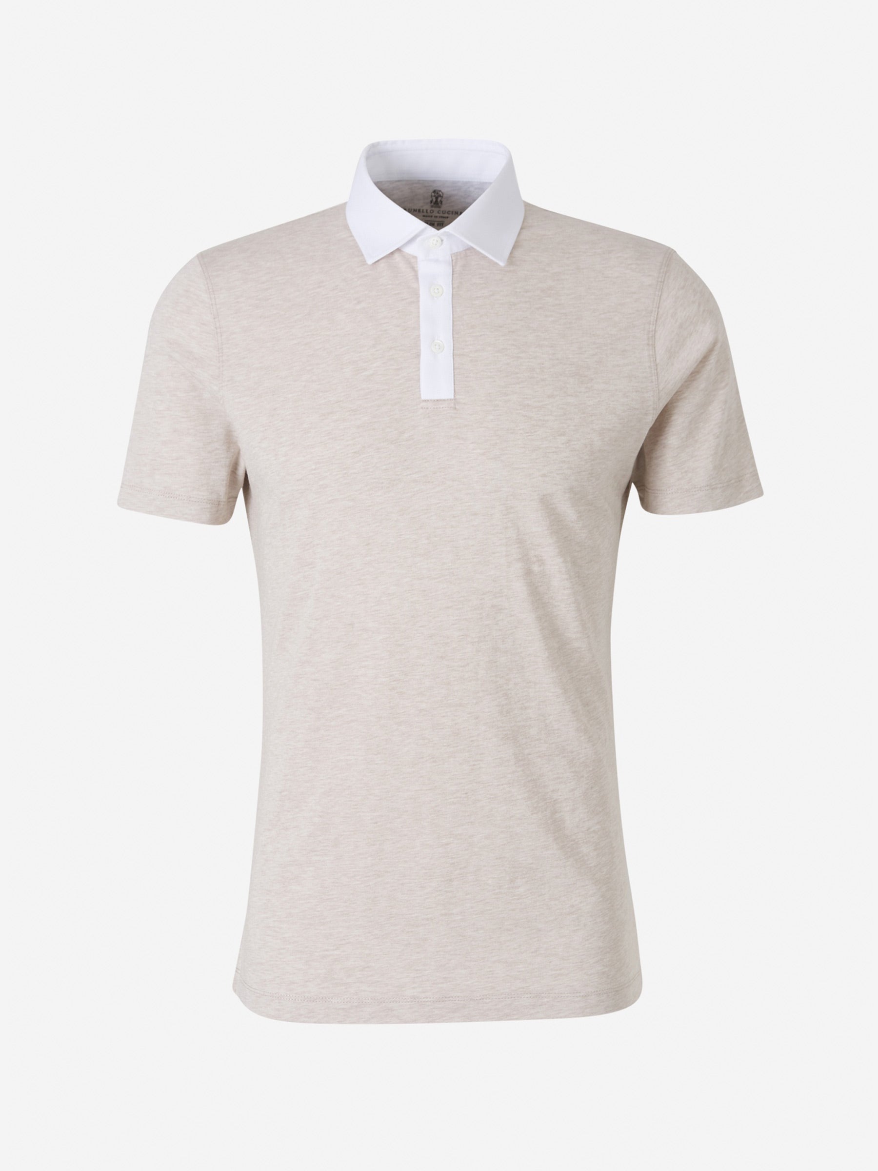Brunello Cucinelli Contrast Collar Polo Shirt In Beige