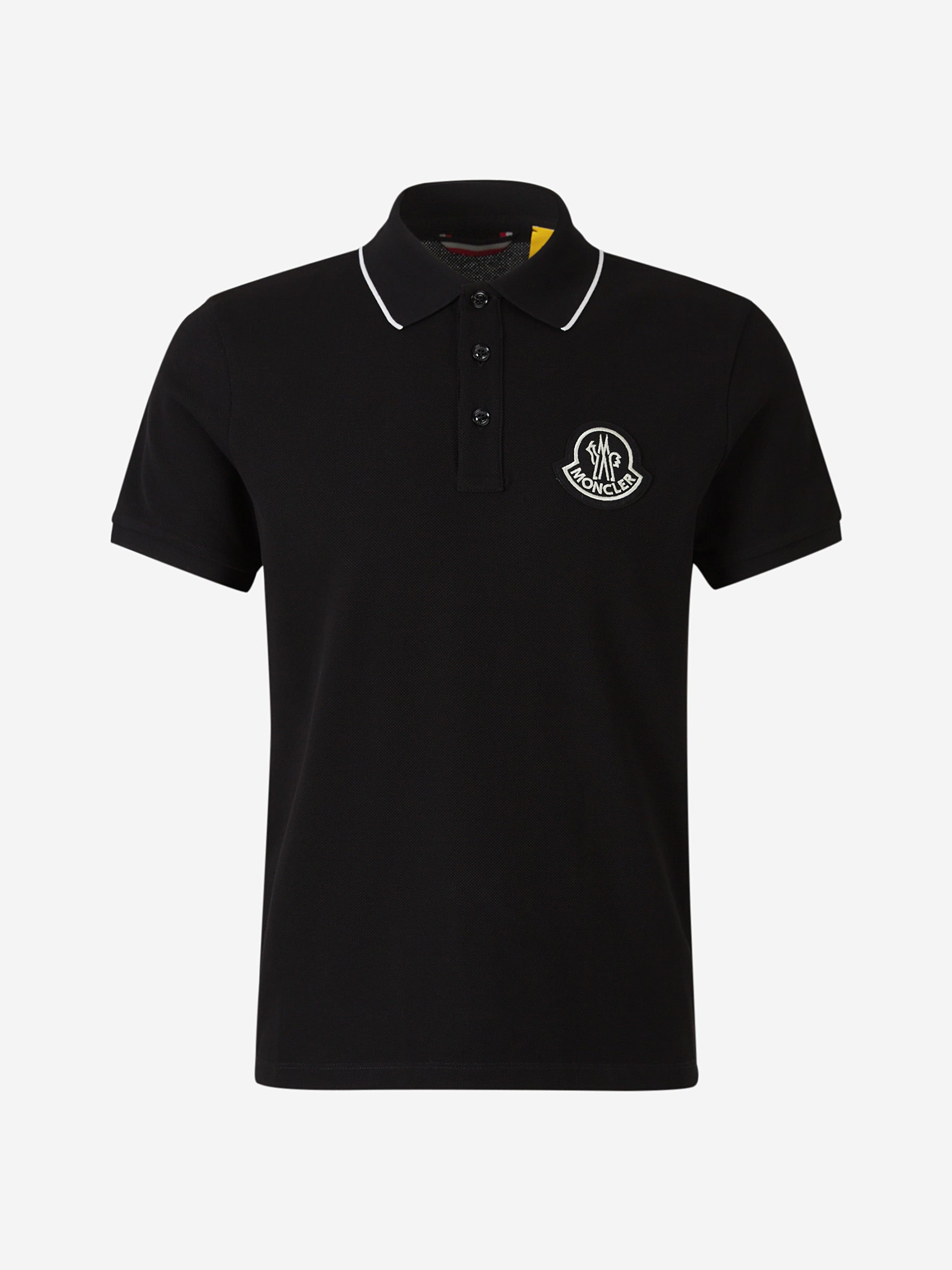 Moncler Logo Patch Polo Shirt In Black