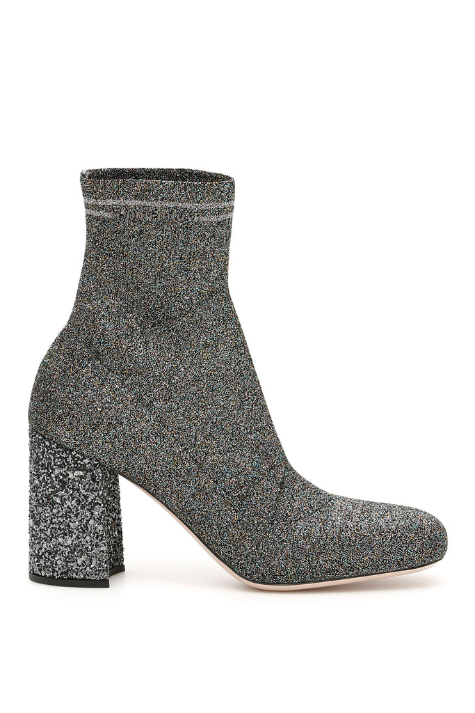 MIU MIU MIU MIU GLITTER SOCK BOOTS