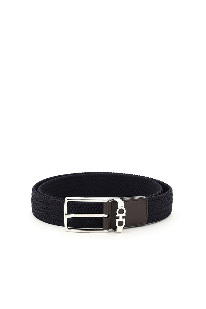 Ferragamo Salvatore  Woven Belt In Navy