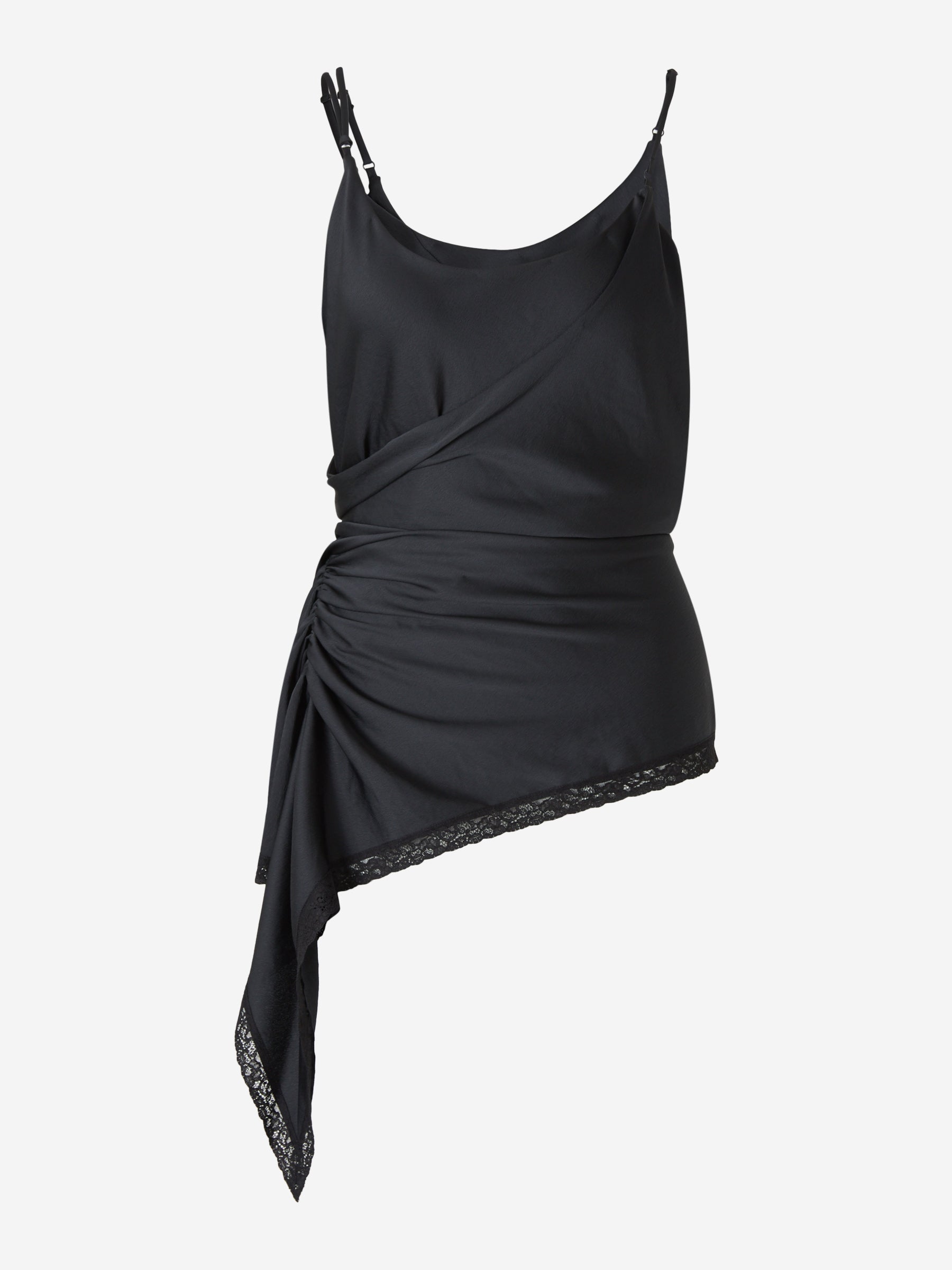 Alexander Wang T By  Ruched Asymmetric Top In Black