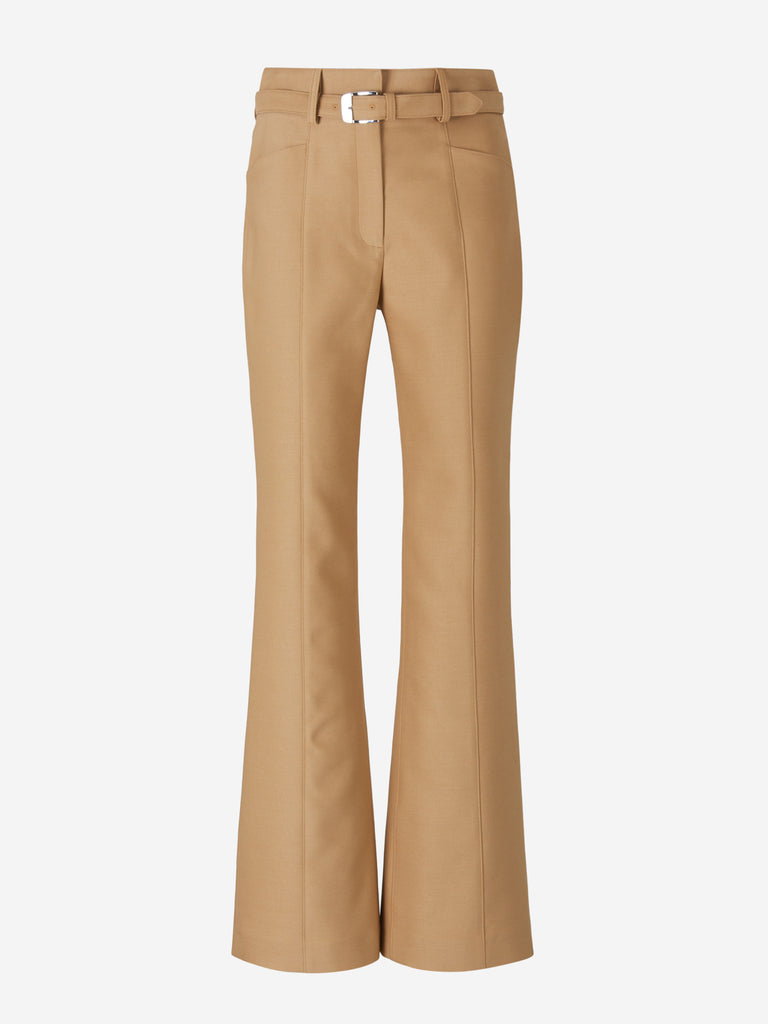 Proenza Schouler Flared Slub Suiting Trousers In Beige