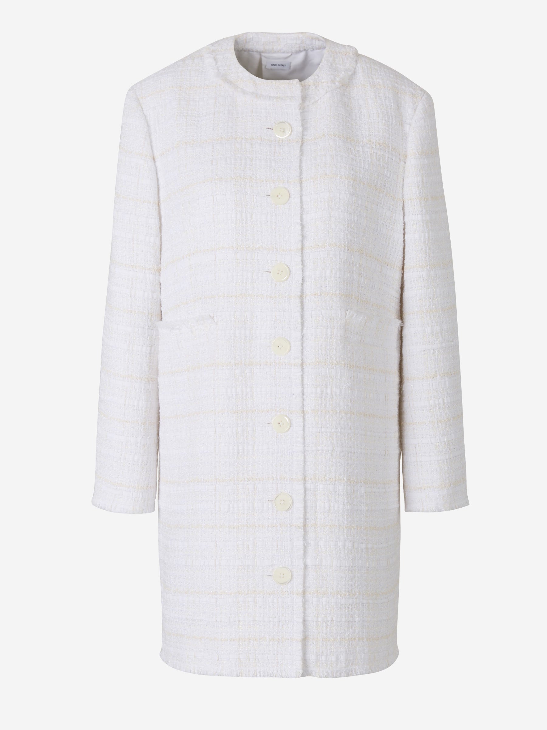 Thom Browne Oxford Collarless Tweed Coat In Multi
