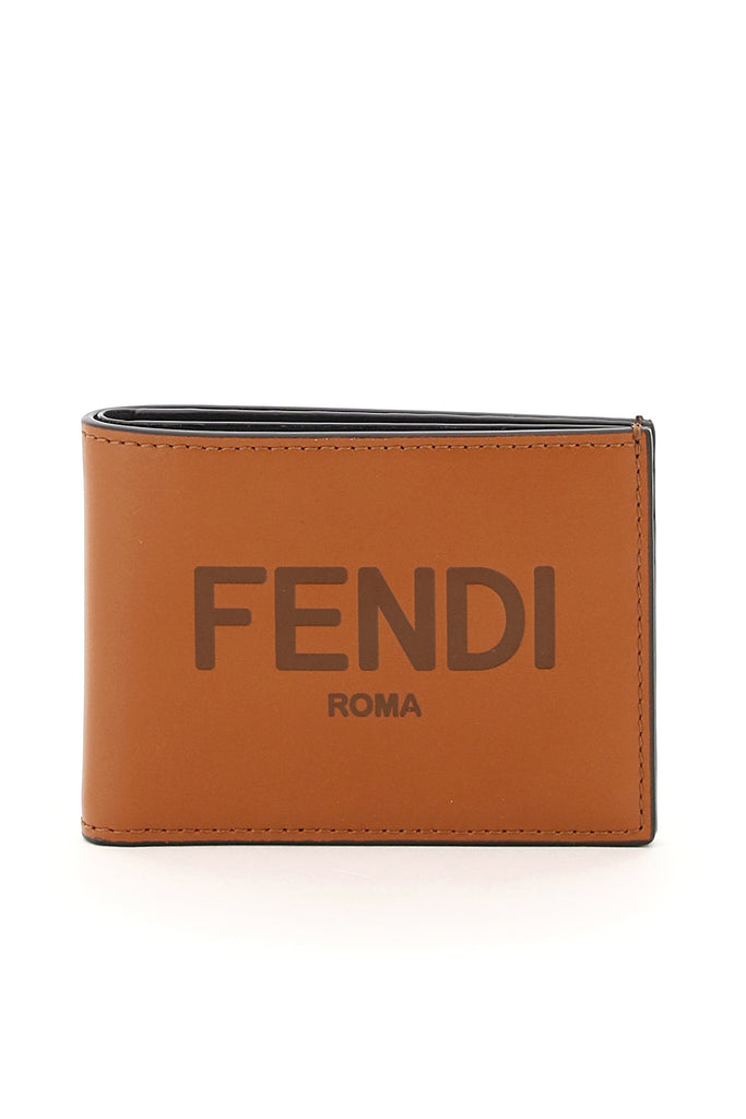 Fendi Roma Lettering Bifold Wallet In Brown