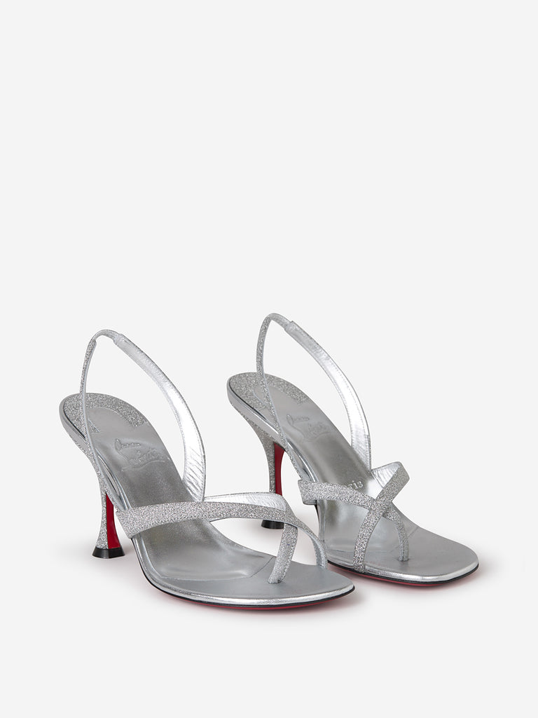 Christian Louboutin Taralita Glitter Sandals In Silver