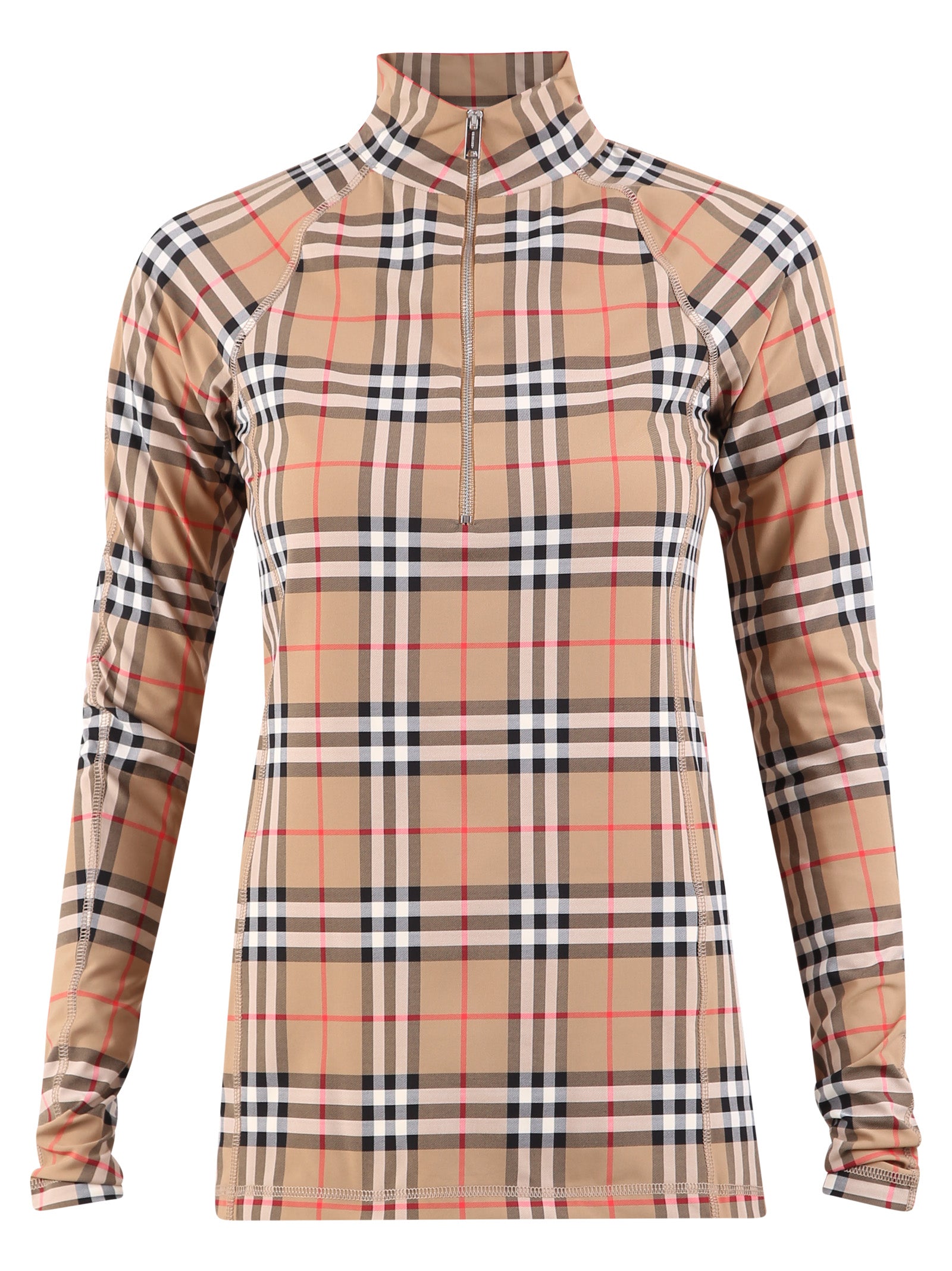 Burberry Vintage Check Pattern Turtleneck Top In Neutral | ModeSens