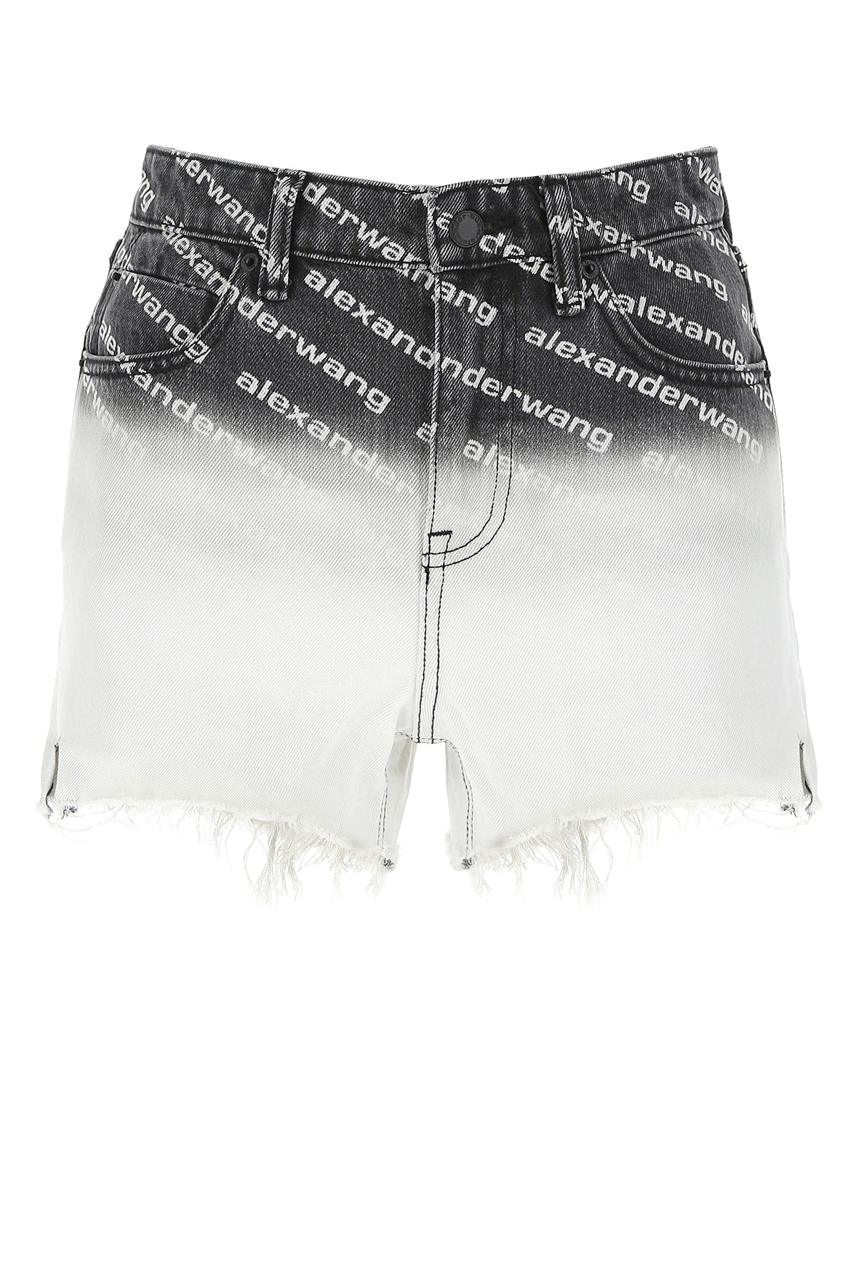 ALEXANDER WANG ALEXANDER WANG LOGO PRINT GRADIENT EFFECT DENIM SHORTS