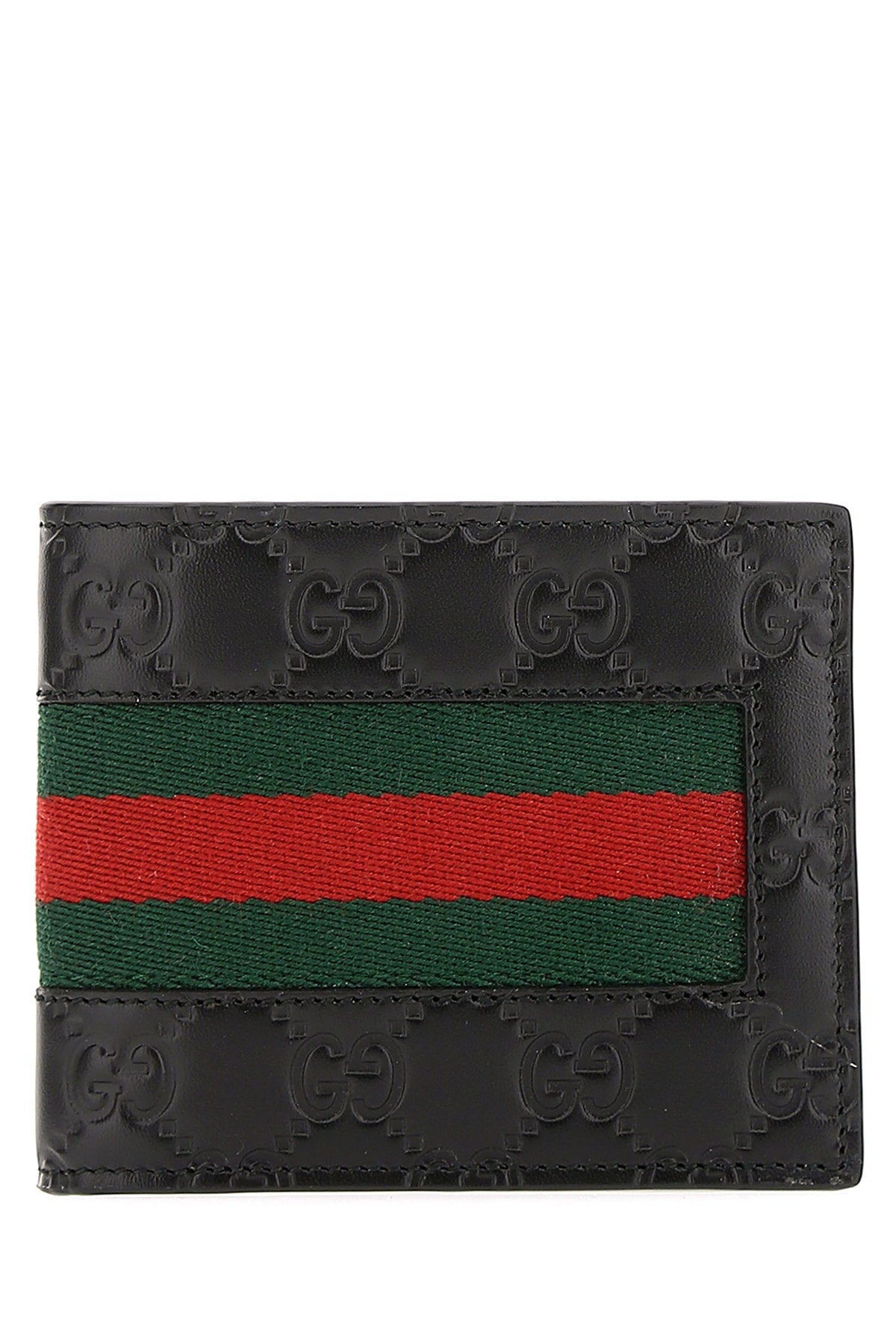 Gucci Signature Web Logo Engraved Wallet In Black