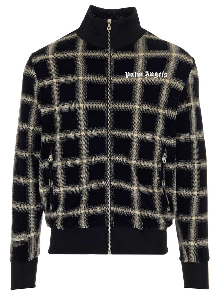 PALM ANGELS PALM ANGELS LOGO PRINT CHECKED TRACK JACKET