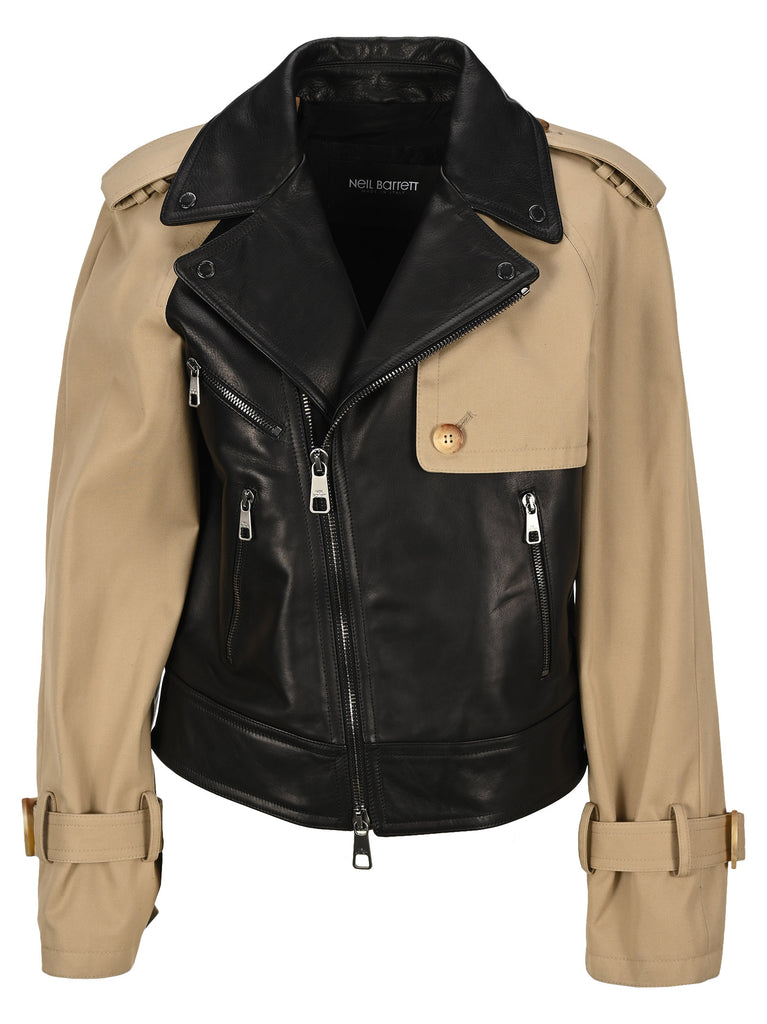 NEIL BARRETT NEIL BARRETT CONTRAST PANEL BIKER JACKET