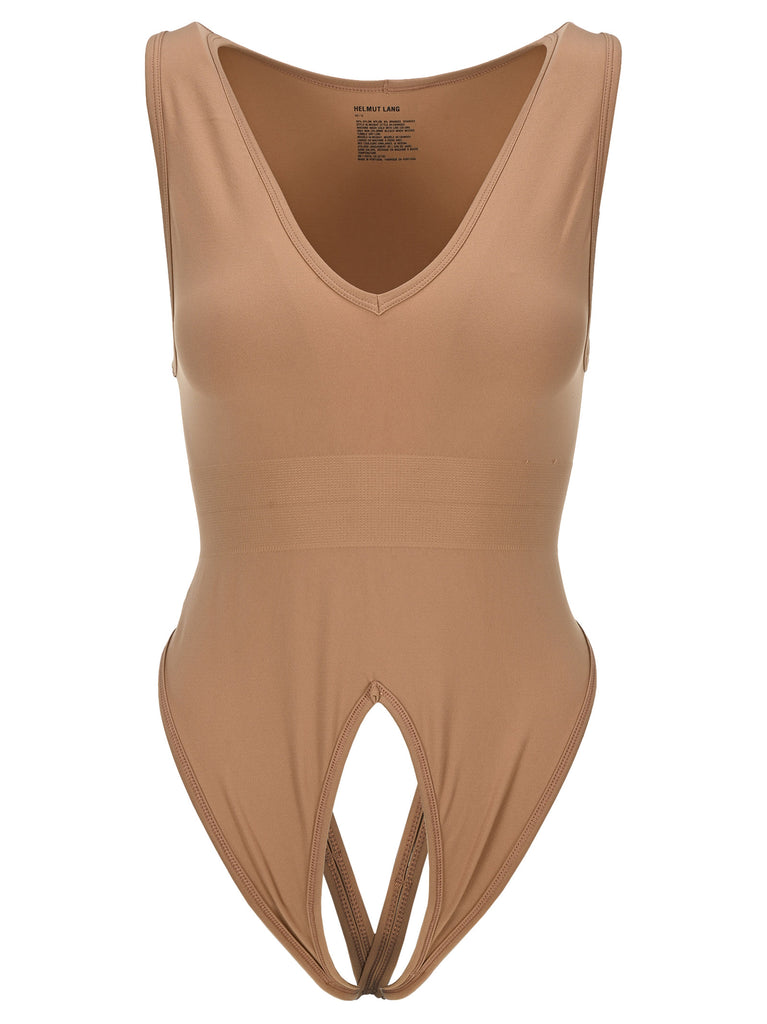 Helmut Lang Versatile Double Bralette Top In Beige