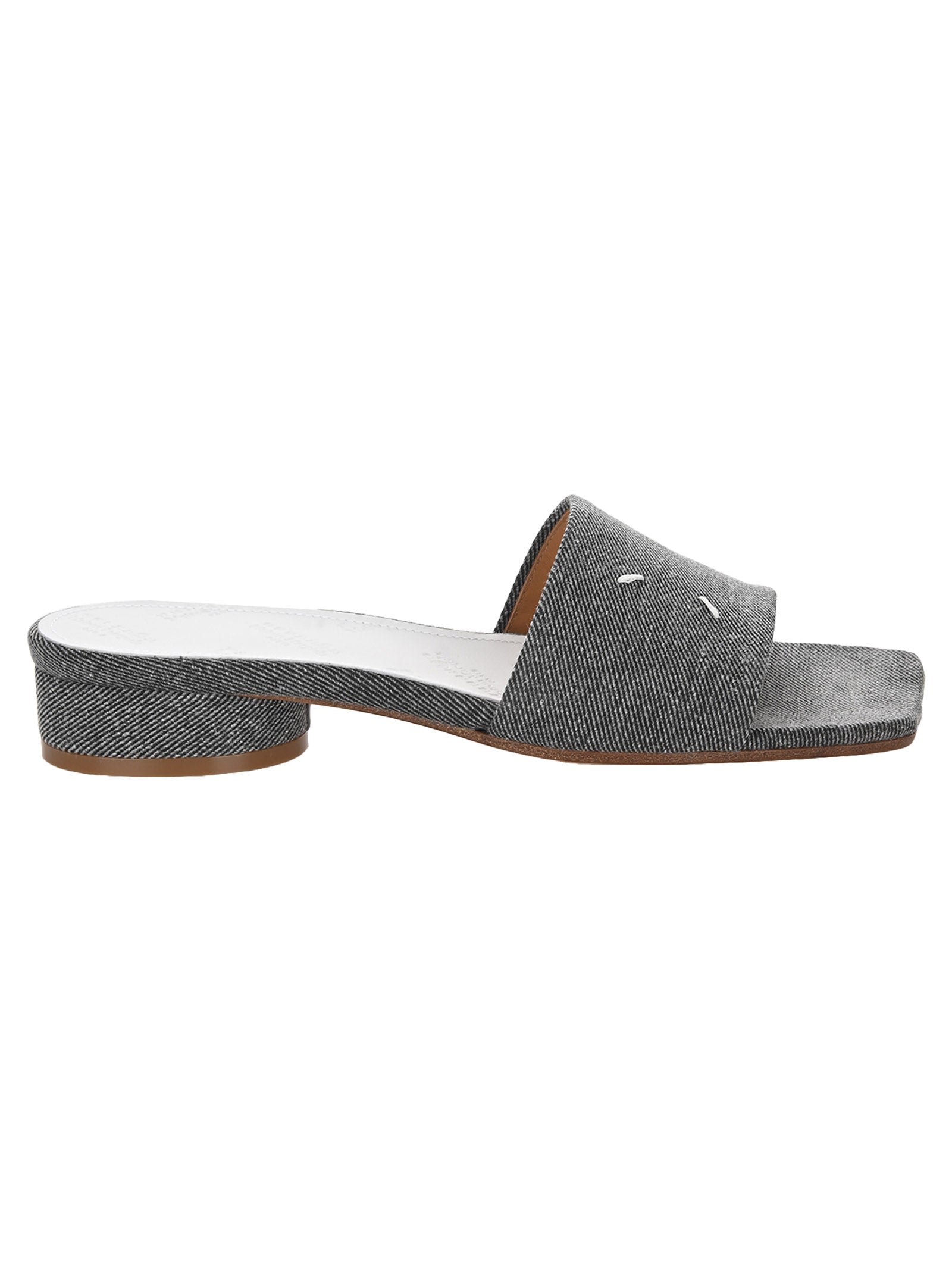 Maison Margiela Logo Stitched Heeled Sandals In Grey