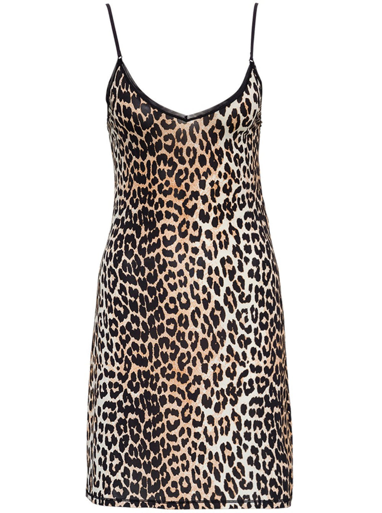 GANNI GANNI LEOPARD PRINT SLIP DRESS