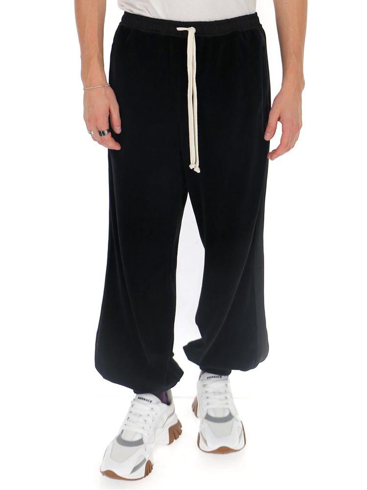 Gucci Drawstring Logo Patch Trousers In Black