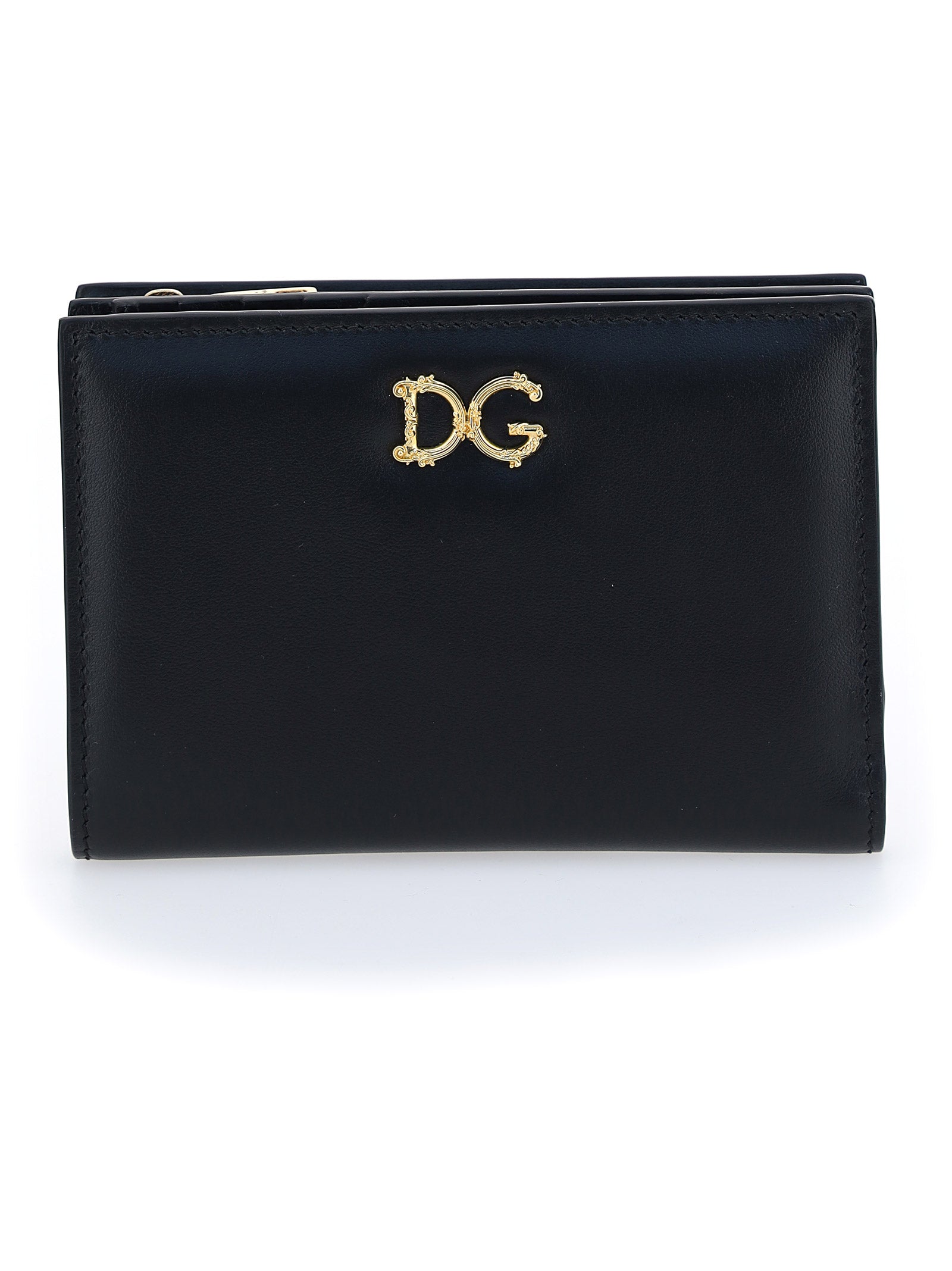 Dolce & Gabbana Logo Plaque Zip Wallet In Black