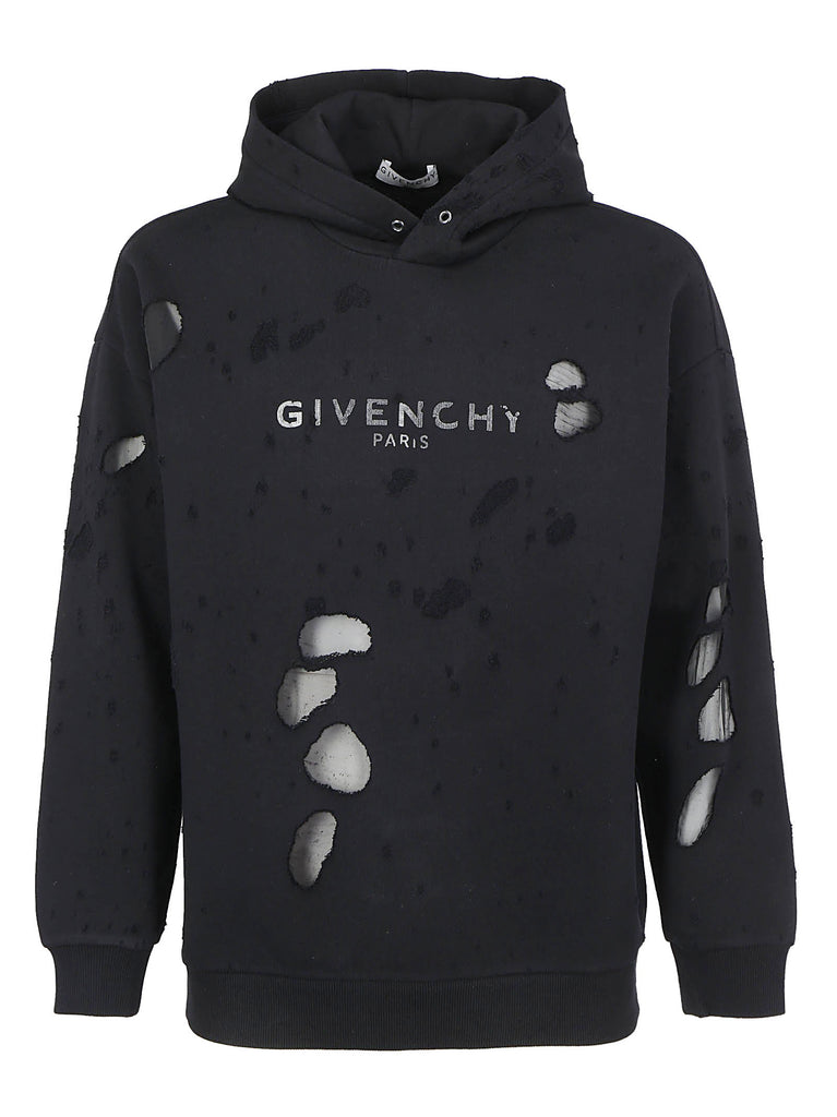 GIVENCHY GIVENCHY DISTRESSED LOGO HOODIE