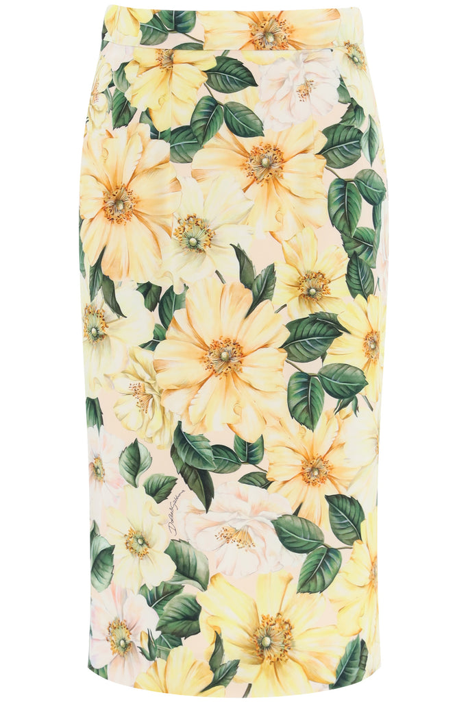 DOLCE & GABBANA DOLCE & GABBANA CAMELLIA PRINT PENCIL SKIRT