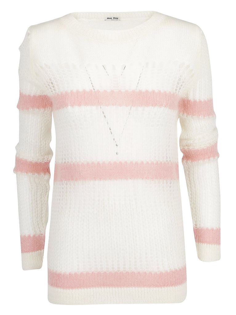 MIU MIU MIU MIU STRIPED KNITTED JUMPER