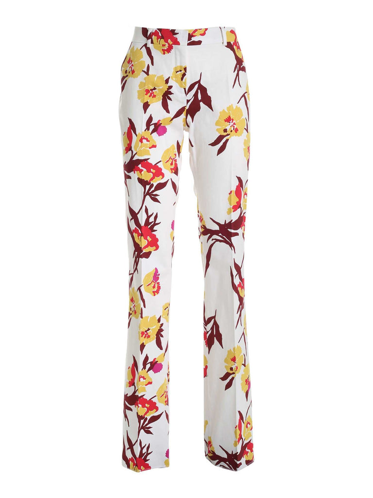 Max Mara White Printed Trousers In Multi