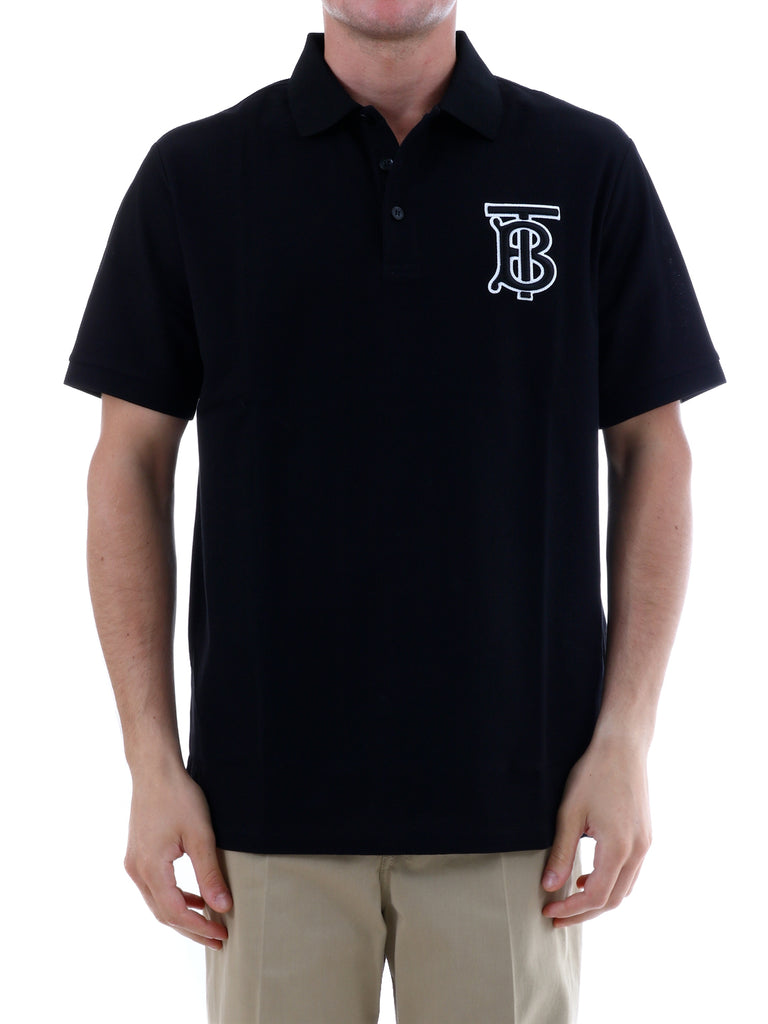 burberry embroidered logo polo shirt in black