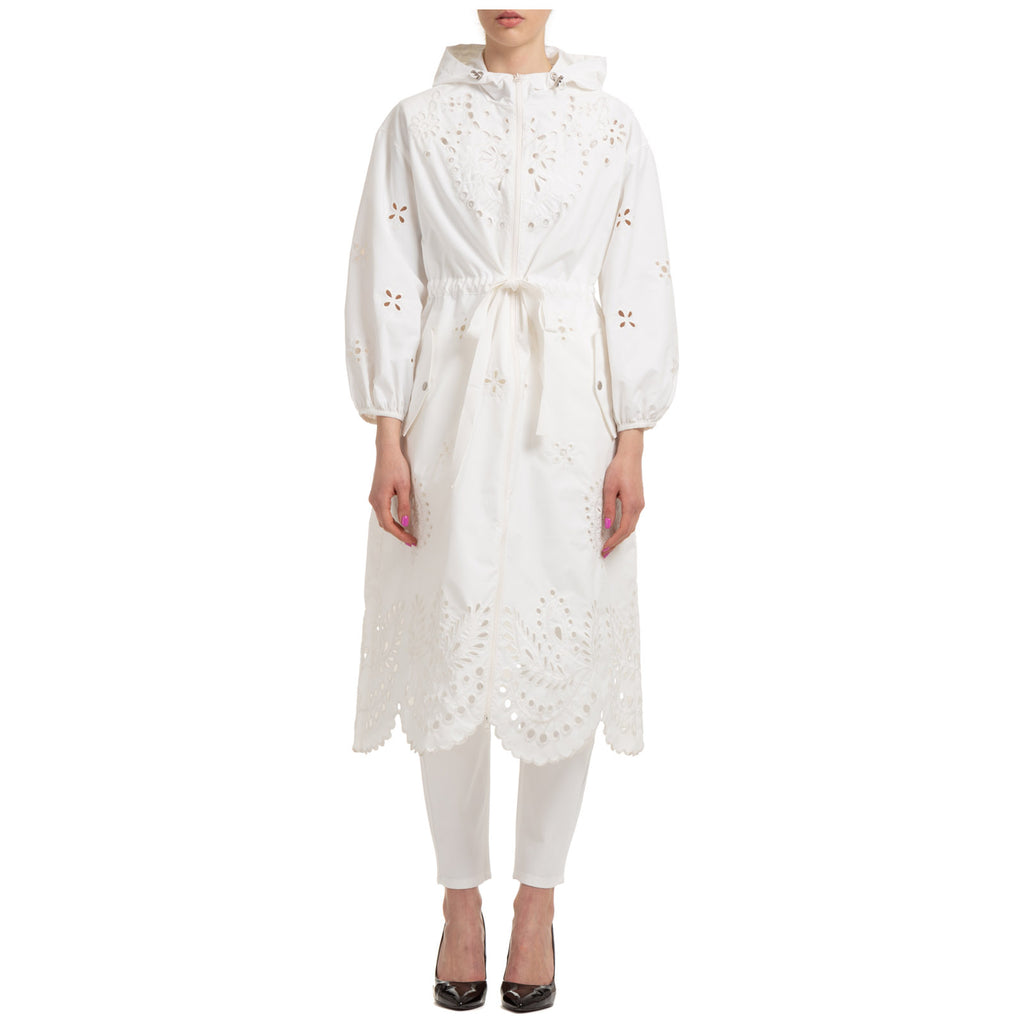 RED VALENTINO REDVALENTINO BRODERIE ANGLAISE HOODED COAT