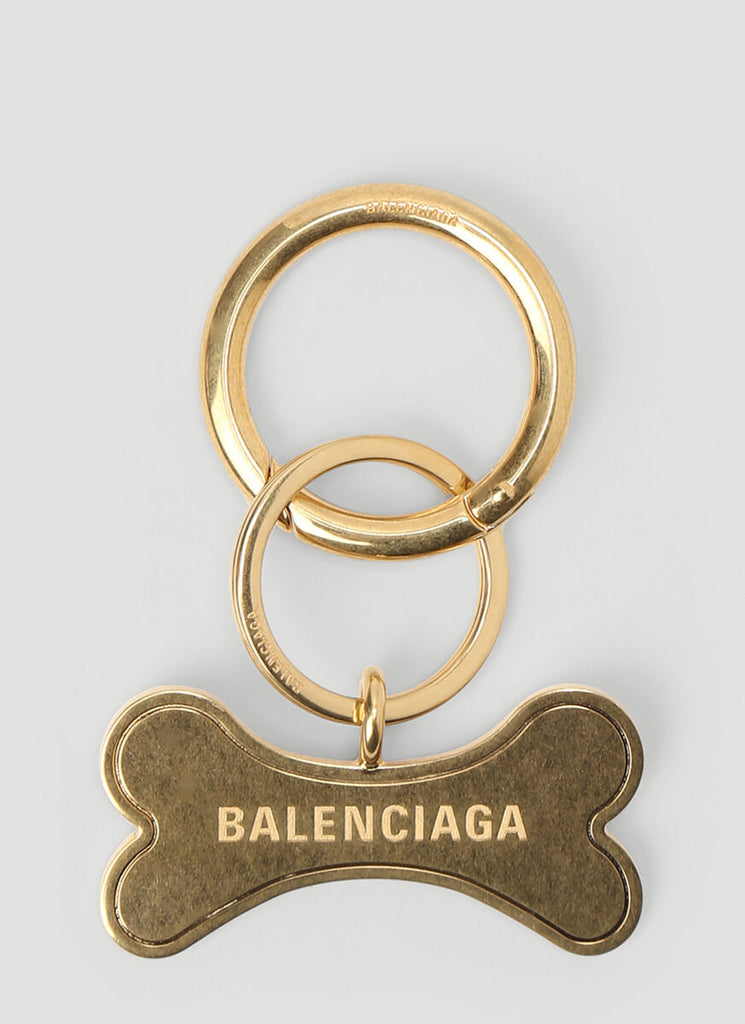 Balenciaga Pets Bone Keyring In Gold