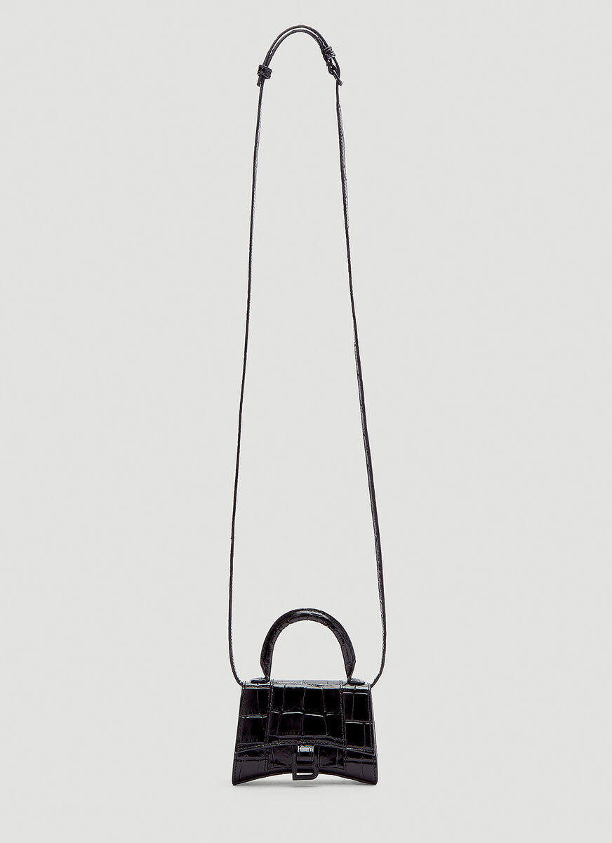 Balenciaga Hourglass Top Handle Mini Bag In Black