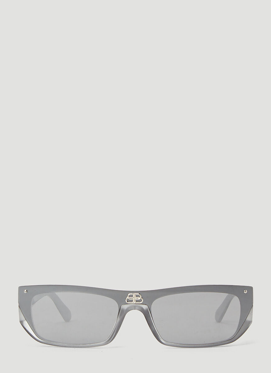 Balenciaga Eyewear Shield Rectangular Frame Sunglasses In Silver