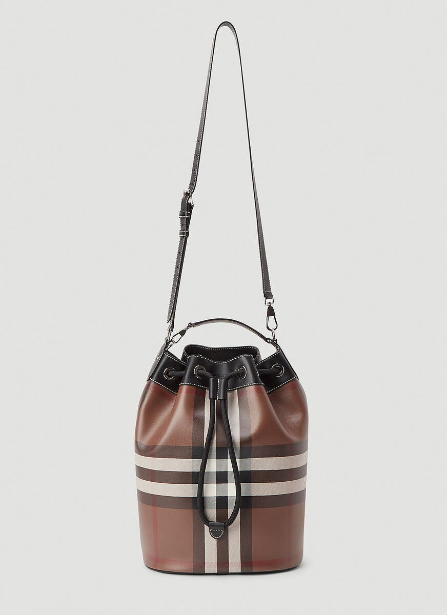 BURBERRY BURBERRY CHECK PRINT DRAWCORD TOTE BAG