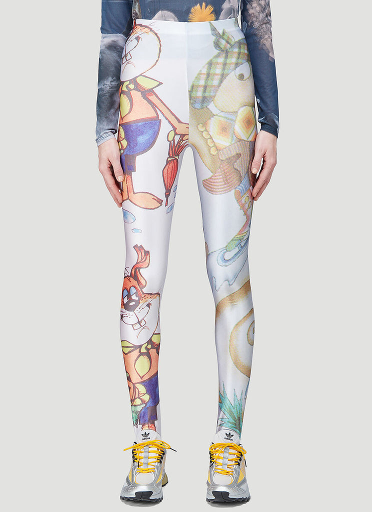 Chopova Lowena Cartoon Print Tights In Multi