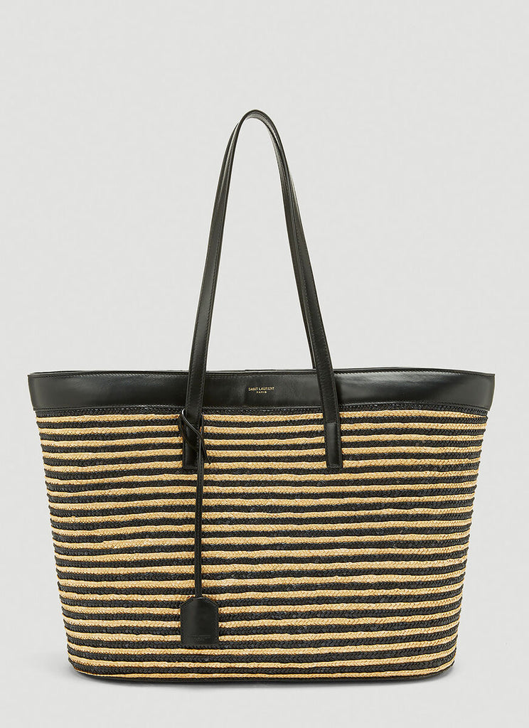 SAINT LAURENT SAINT LAURENT WOVEN STRIPED TOTE BAG