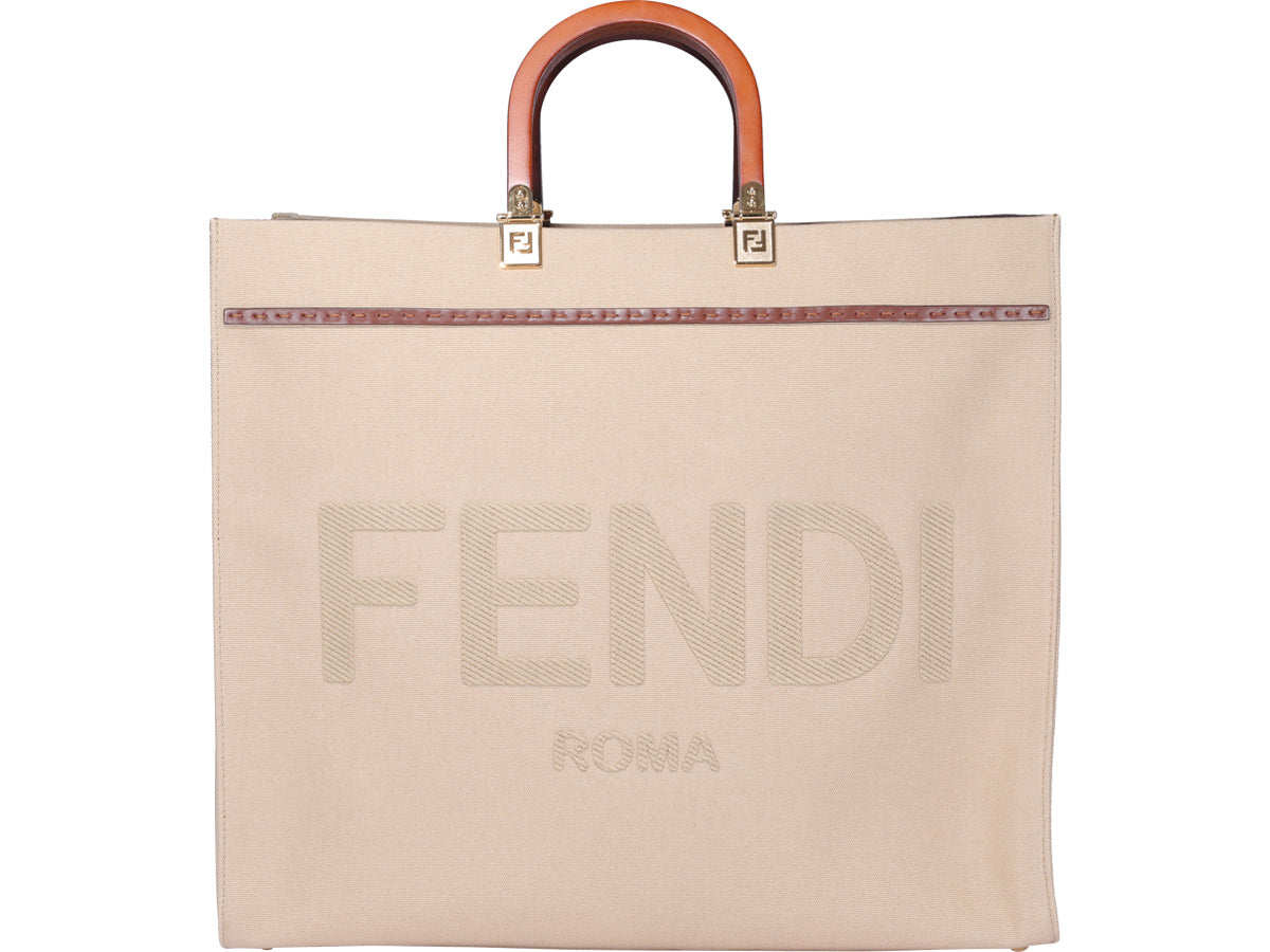 Fendi Medium Sunshine Tote Bag In Beige