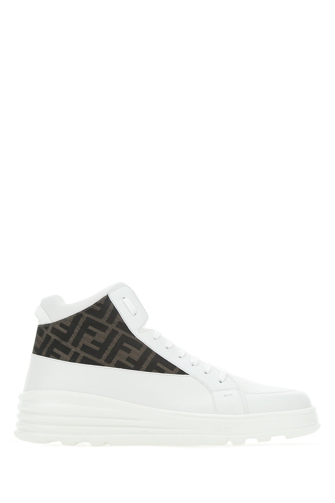 FENDI FENDI FF JACQUARD MID TOP SNEAKERS