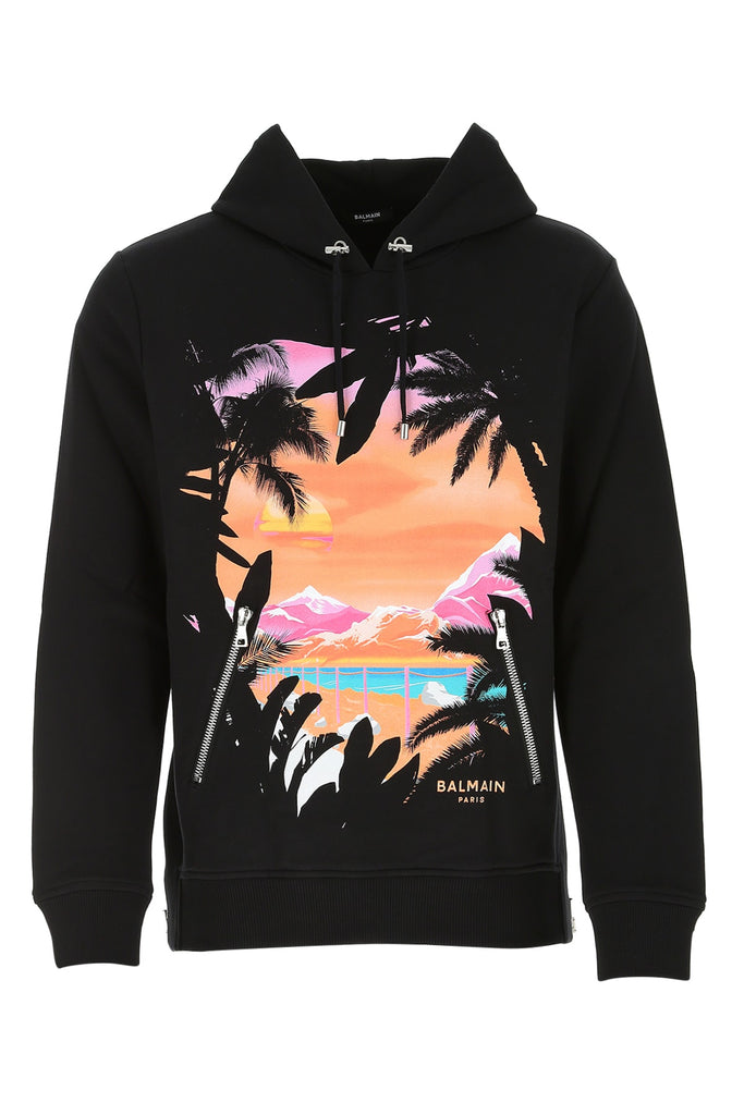 BALMAIN BALMAIN GRAPHIC PRINT HOODIE