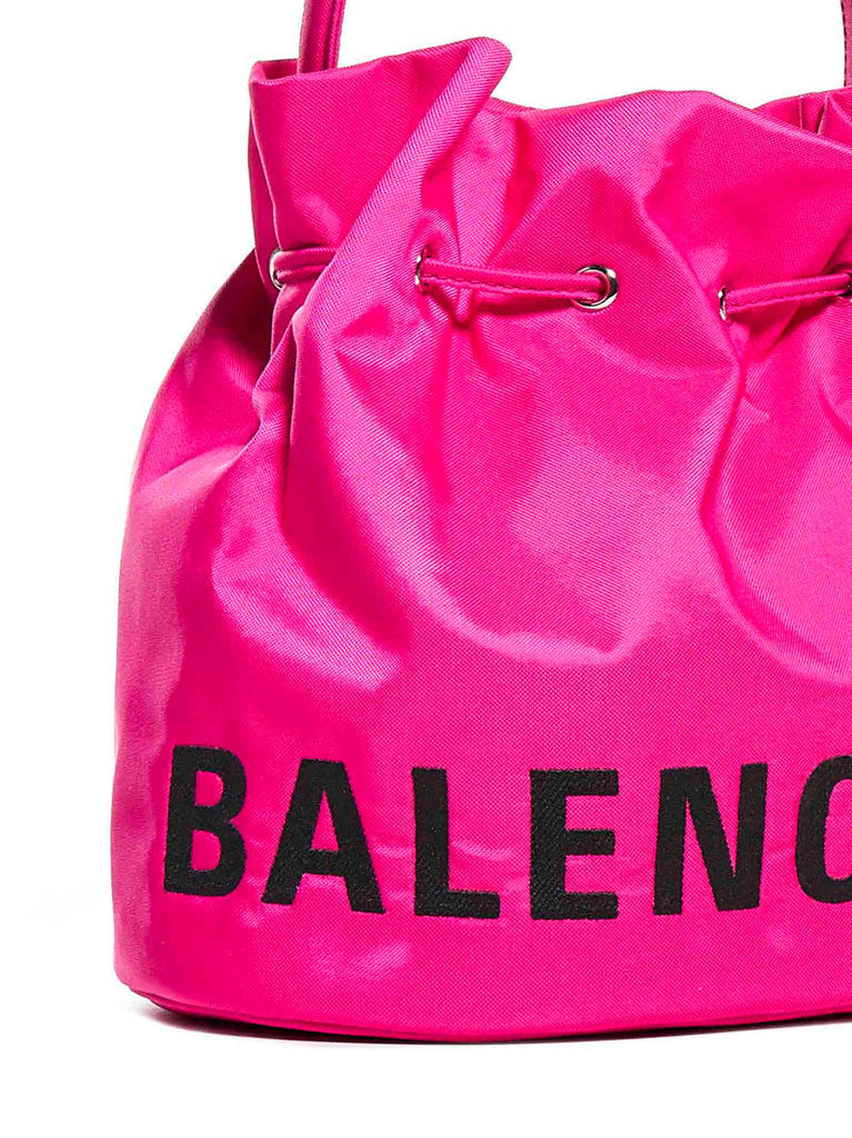 Balenciaga Xs Wheel Logo Print Nylon Bucket Bag In Pink | ModeSens