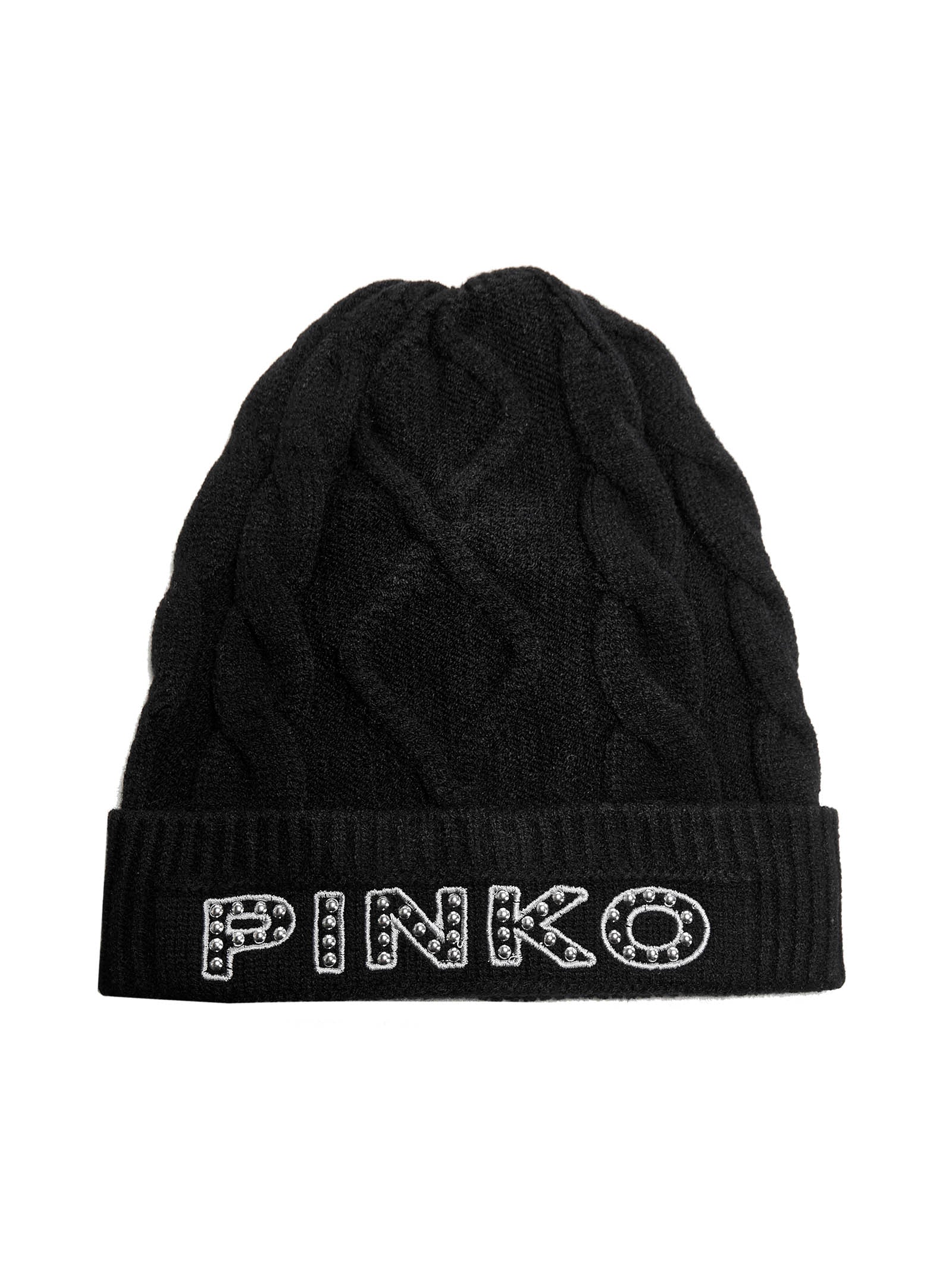 PINKO PINKO LOGO EMBROIDERED KNIT BEANIE