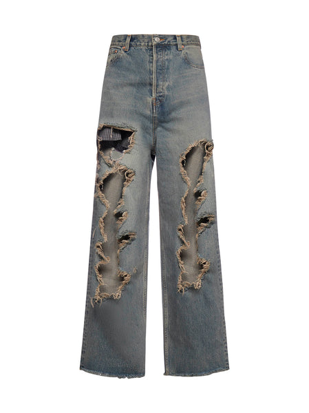 Balenciaga Destroyed Baggy Jeans – Cettire