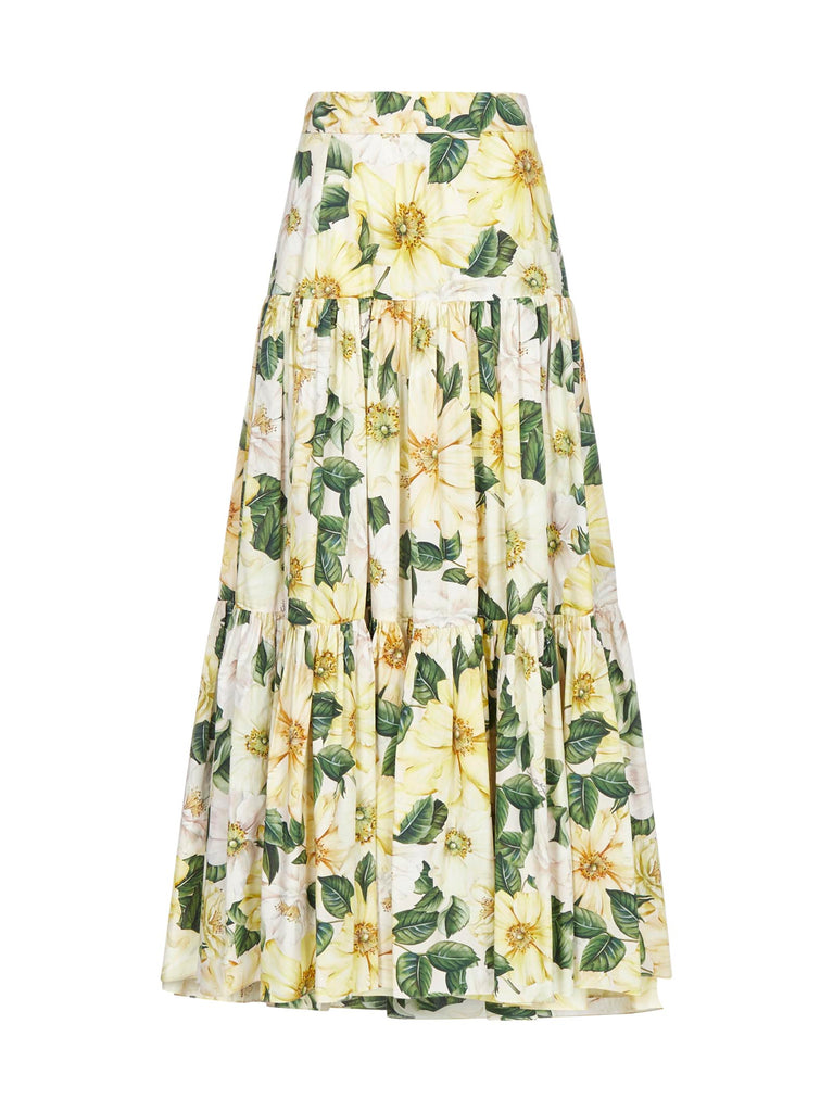 DOLCE & GABBANA DOLCE & GABBANA CAMELLIA PRINTED MAXI SKIRT