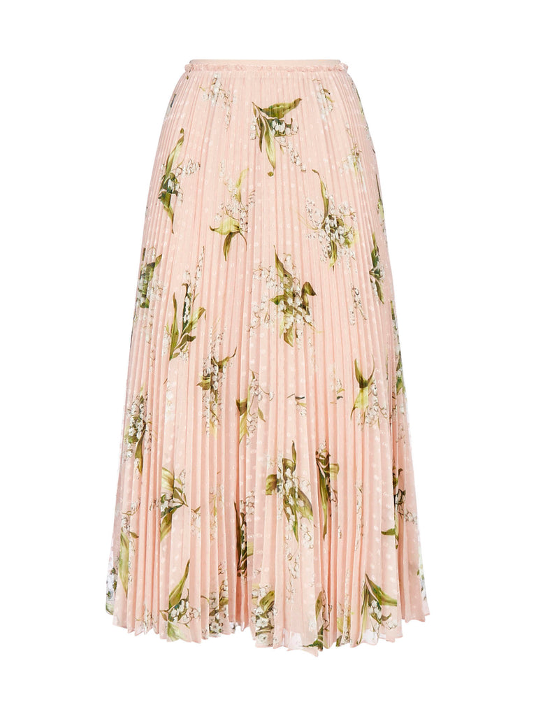 RED VALENTINO REDVALENTINO FLORAL PRINTED PLEATED MIDI SKIRT