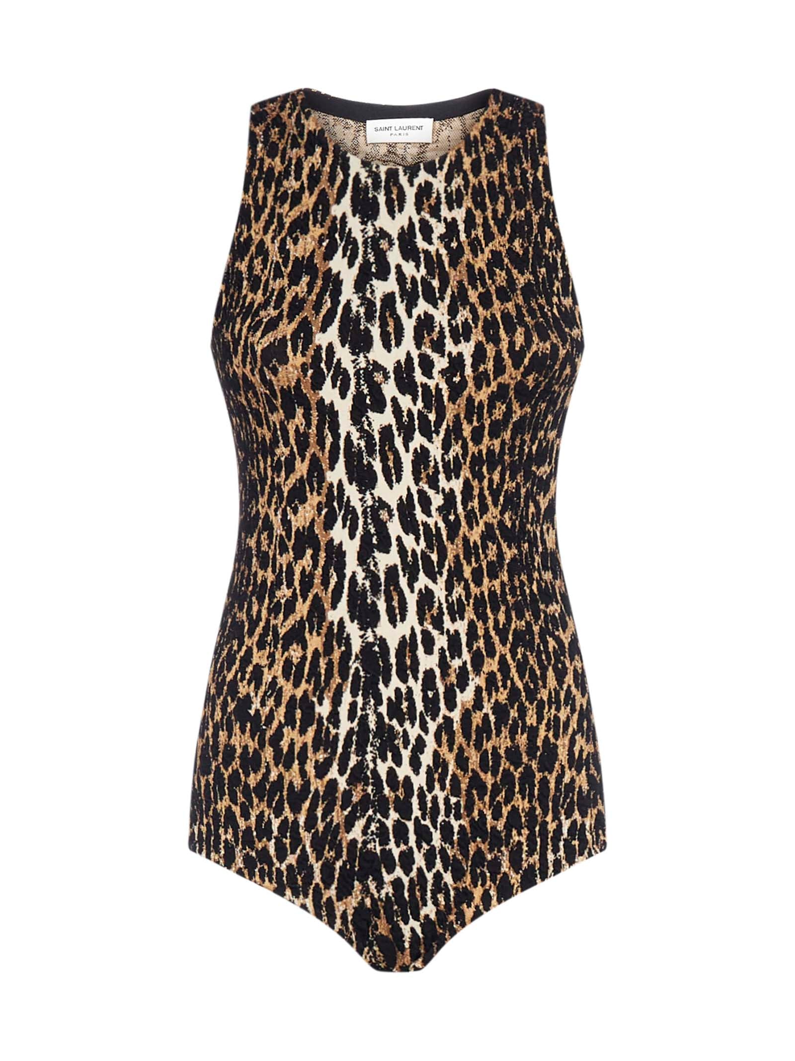 SAINT LAURENT SAINT LAURENT LEOPARD PRINT BODYSUIT TOP