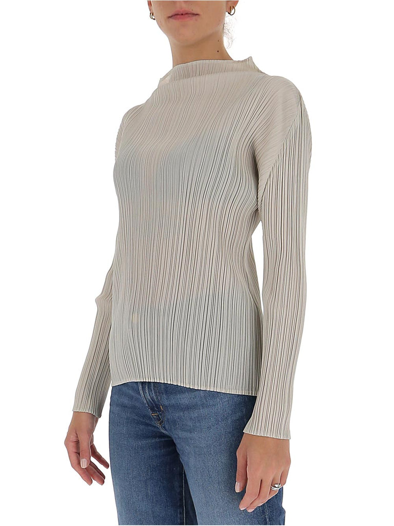 ISSEY MIYAKE PLEATS PLEASE BY ISSEY MIYAKE PLEATED LONG SLEEVED TOP