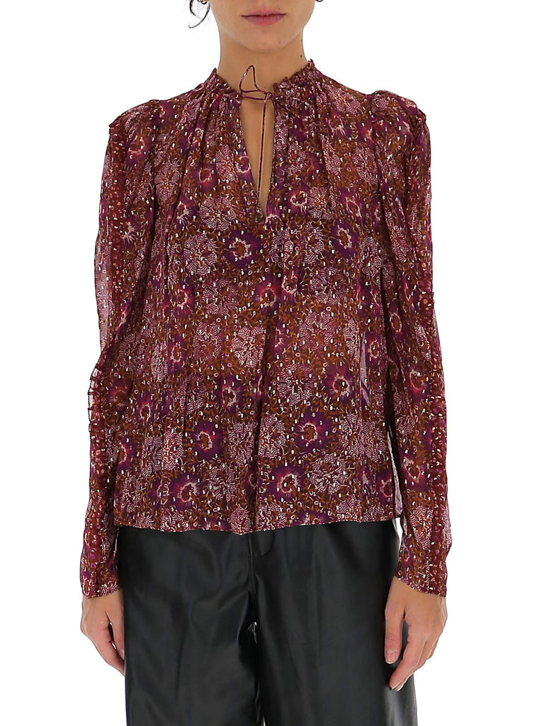 ULLA JOHNSON ULLA JOHNSON MARILLA FLORAL CHIFFON BLOUSE