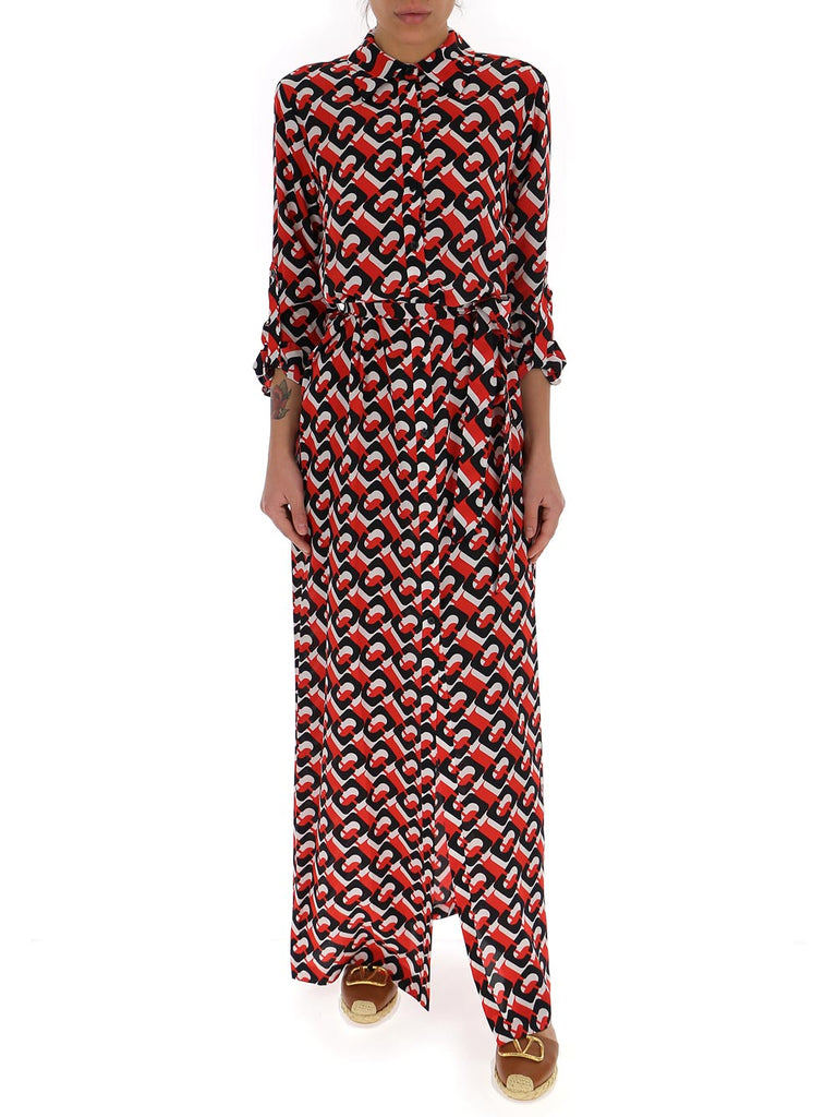 Diane Von Furstenberg Geometric Print Maxi Shirt Dress In Multi