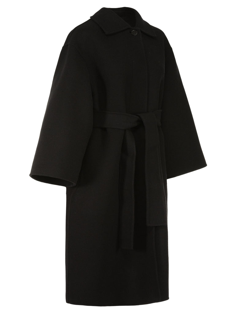 Shop Jil Belted Coat In Black