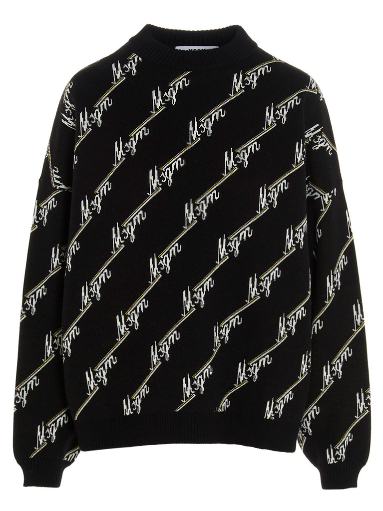 MSGM MSGM ALLOVER LOGO INTARSIA SWEATER