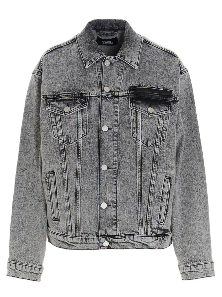 KARL LAGERFELD KARL LAGERFELD LOGO PRINTED DENIM JACKET