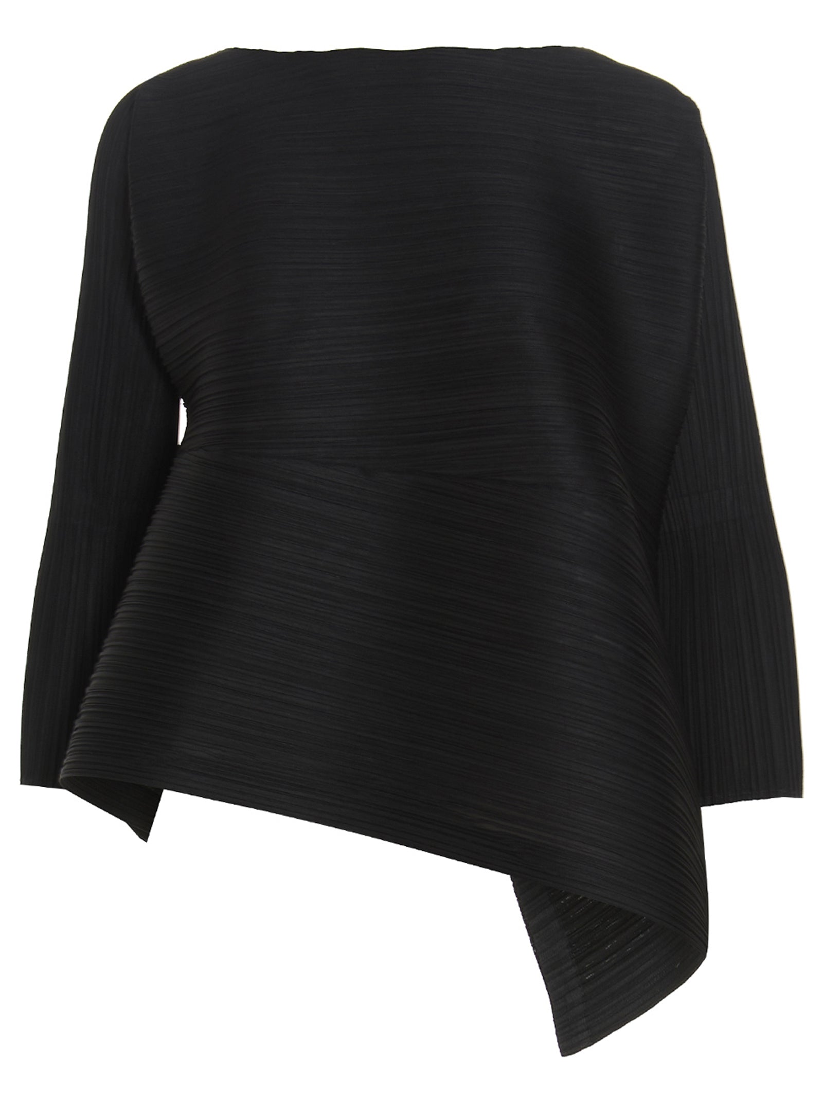 Issey Miyake Pleats Please By Asymmetric Pleated Top In Black | ModeSens