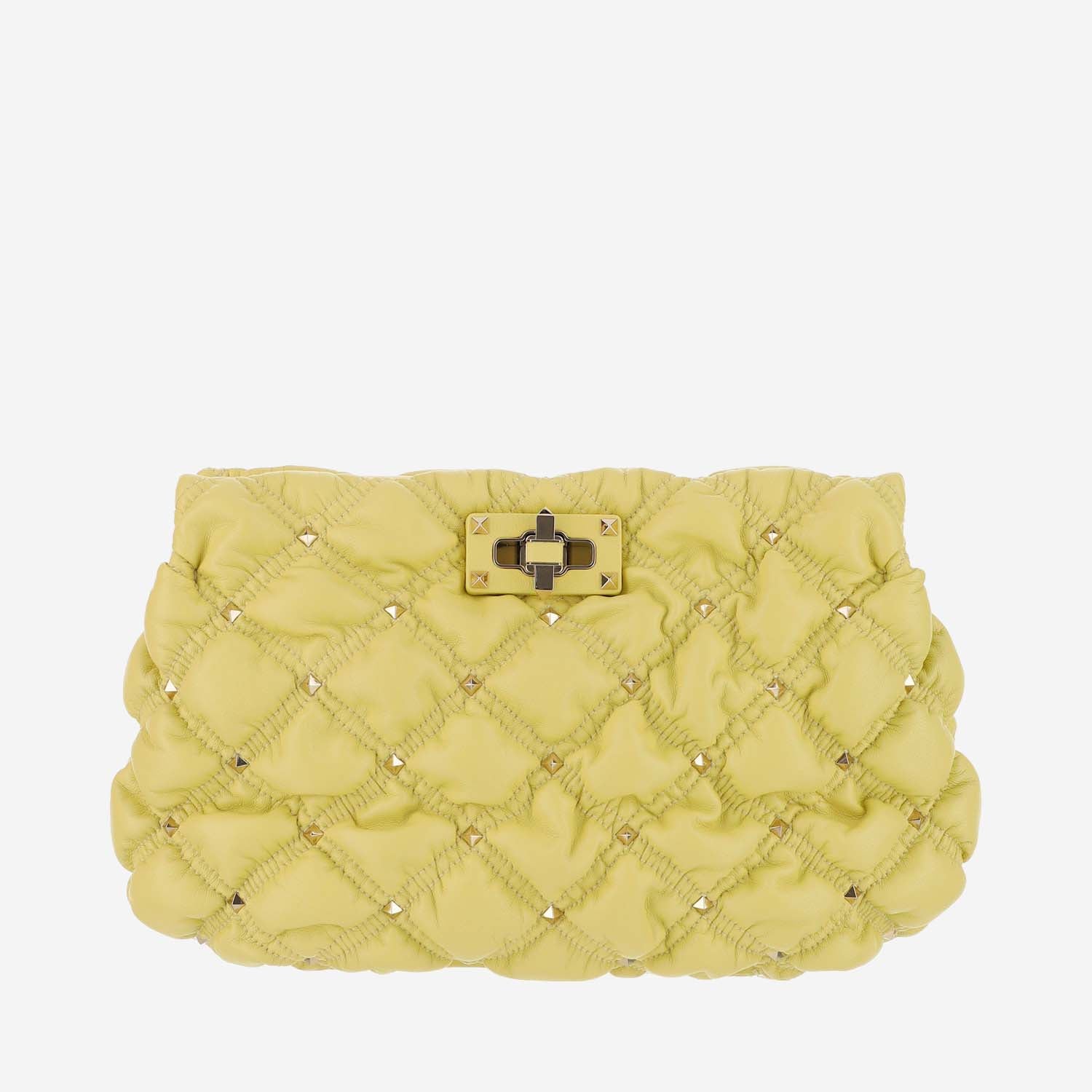 Valentino Garavani Rockstud Spikeme Clutch Bag In Yellow